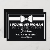 Invitation Serez-Vous Ma Cravate Usher Black/White Bow (Devant / Derrière)