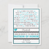 Invitation Serez-vous ma dame de honneur ? Poème bleu/noir V2 (Devant)