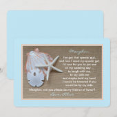 Invitation Serez-vous ma dame d'honneur bleu de plage (Devant / Derrière)