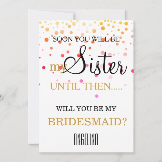 Invitation Serez-vous ma demoiselle d'honneur ? (Devant)