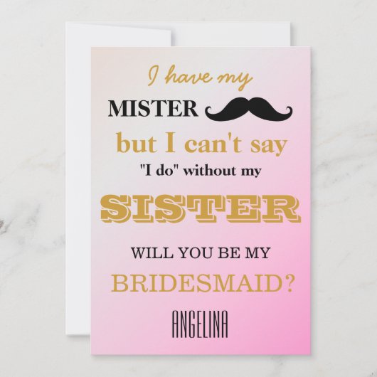 Invitation Serez-vous ma demoiselle d'honneur ? (Devant)