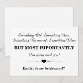 Invitation Serez-vous ma demoiselle d'honneur ? (Devant / Derrière)