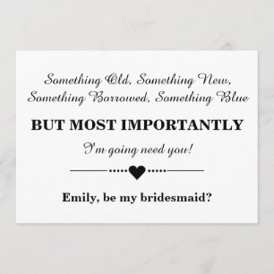 Invitation Serez-vous ma demoiselle d'honneur ?