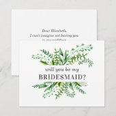 Invitation Serez-vous ma demoiselle d'honneur ? Aquarelle (Devant / Derrière)