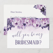 Invitation Serez-vous ma demoiselle d'honneur Aquarelle viole (Devant / Derrière)