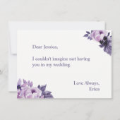 Invitation Serez-vous ma demoiselle d'honneur Aquarelle viole (Dos)