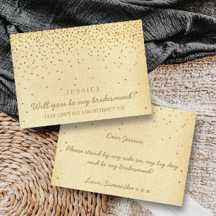Invitation Serez-vous ma demoiselle d'honneur ? Confettis dor