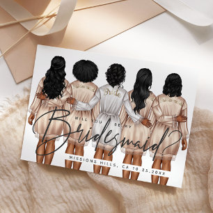 Invitation Serez-vous ma demoiselle d'honneur? Filles en Robe