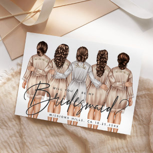 Invitation Serez-vous ma demoiselle d'honneur? Filles en Robe