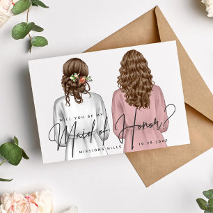Invitation Serez-vous ma demoiselle d'honneur? Filles en Robe