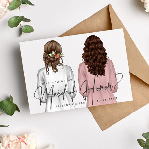 Invitation Serez-vous ma demoiselle d'honneur? Filles en Robe
