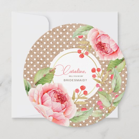 Invitation Serez-vous ma demoiselle d'honneur ? Fleurs aquare (Devant)