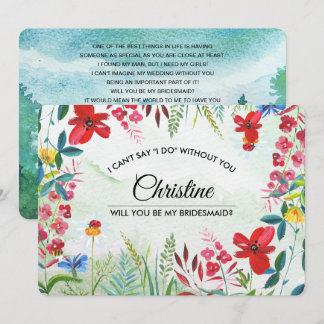 Invitation Serez-vous ma demoiselle d'honneur ? Fleurs sauvag