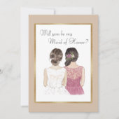 Invitation Serez-vous ma Demoiselle d'Honneur Mariage Or (Devant)