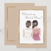 Invitation Serez-vous ma Demoiselle d'Honneur Mariage Or (Devant / Derrière)