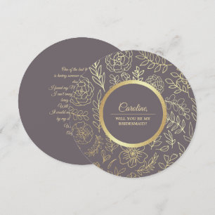 Invitation Serez-vous ma demoiselle d'honneur ? Mocha Gold Fl