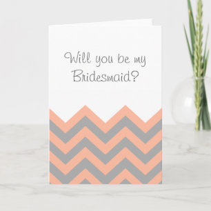 Invitation Serez-vous ma demoiselle d'honneur ? Pêche et Gris