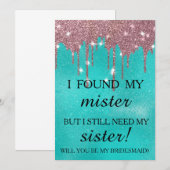 Invitation Serez-vous ma demoiselle d'honneur ? Rose Gold Dri (Devant / Derrière)