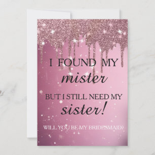 Invitation Serez-vous ma demoiselle d'honneur ? Rose Gold Dri