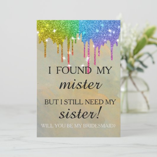 Invitation Serez-vous ma demoiselle d'honneur ? Rose Gold Dri (Debout devant)