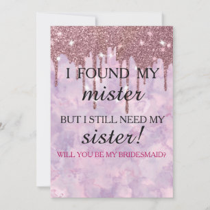 Invitation Serez-vous ma demoiselle d'honneur ? Rose Gold Dri