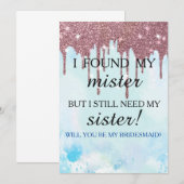 Invitation Serez-vous ma demoiselle d'honneur ? Rose Gold Dri (Devant / Derrière)