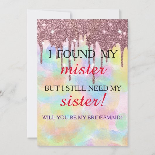 Invitation Serez-vous ma demoiselle d'honneur ? Rose Gold Dri (Devant)