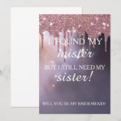 Invitation Serez-vous ma demoiselle d'honneur ? Rose Gold Dri (Devant / Derrière)