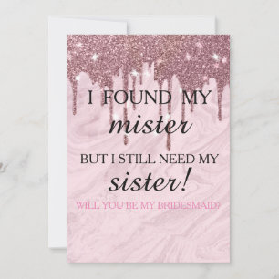 Invitation Serez-vous ma demoiselle d'honneur ? Rose Gold Dri