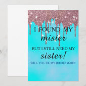 Invitation Serez-vous ma demoiselle d'honneur ? Rose Gold Dri (Devant / Derrière)