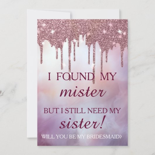 Invitation Serez-vous ma demoiselle d'honneur ? Rose Gold Dri (Devant)