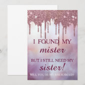 Invitation Serez-vous ma demoiselle d'honneur ? Rose Gold Dri (Devant / Derrière)