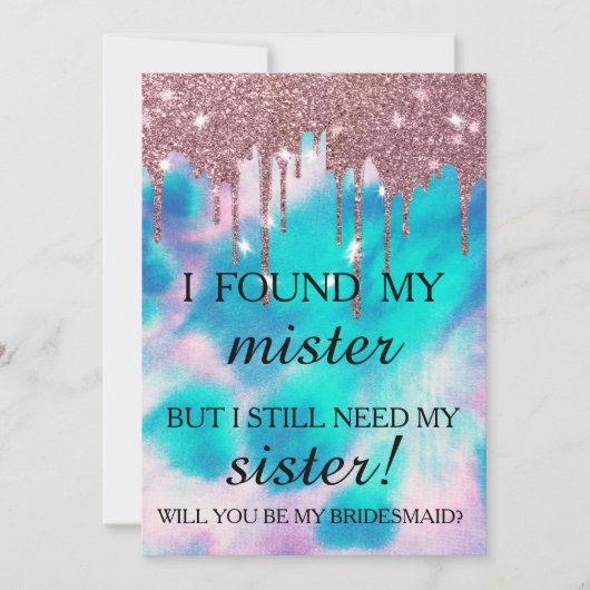 Invitation Serez-vous ma demoiselle d'honneur ? Rose Gold Dri (Devant)