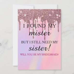 Invitation Serez-vous ma demoiselle d'honneur ? Rose Gold Dri