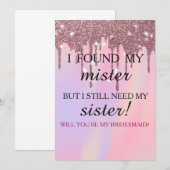 Invitation Serez-vous ma demoiselle d'honneur ? Rose Gold Dri (Devant / Derrière)