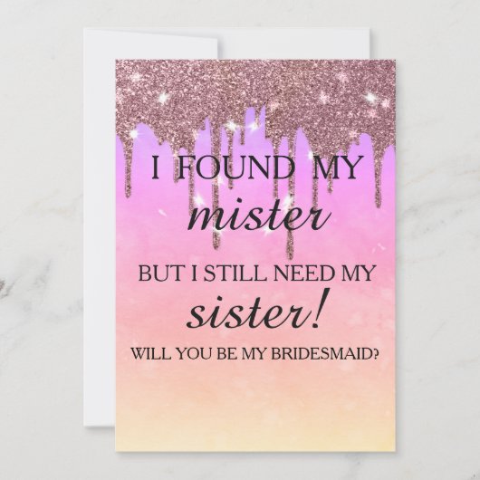 Invitation Serez-vous ma demoiselle d'honneur ? Rose Gold Dri (Devant)