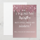Invitation Serez-vous ma demoiselle d'honneur ? Rose Gold Dri (Devant / Derrière)