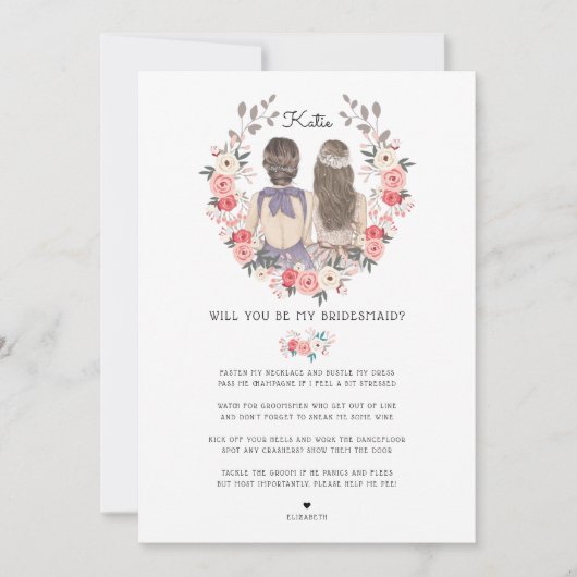 Invitation Serez-vous ma demoiselle d'honneur/servante d'honn (Devant)