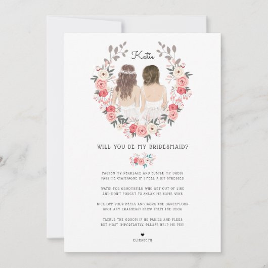 Invitation Serez-vous ma demoiselle d'honneur/servante d'honn (Devant)