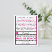 Invitation Serez-vous ma domestique d'honneur ? Poème (Debout devant)