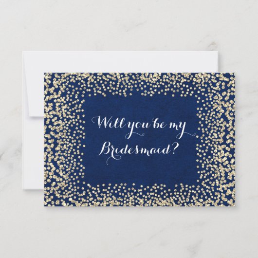 Invitation Serez-Vous Ma Femme D'Accueil Blue Gold Navy Faux (Devant)
