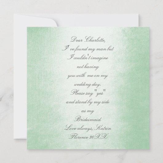 Invitation Serez-Vous Ma Femme D'Accueil ? Congé vert à la me (Dos)