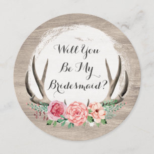 Invitation Serez-Vous Ma Femme D'Accueil ? Floral Antlers Rus
