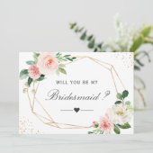 Invitation Serez-Vous Ma Femme D'Accueil Géométrique Blush Fl (Debout devant)