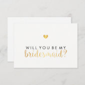 Invitation Serez-Vous Ma Femme D'Accueil - Gold Heart Script  (Devant / Derrière)