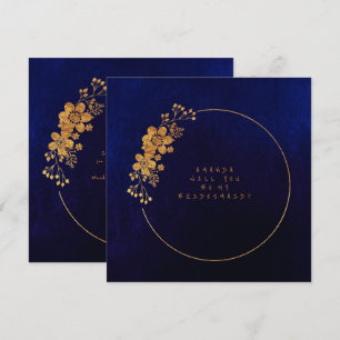 Invitation Serez-Vous Ma Femme D'Accueil Gold Navy Velvet
