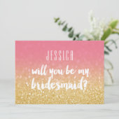 Invitation Serez-Vous Ma Femme D'Accueil Gold Pink Ombre Part (Debout devant)