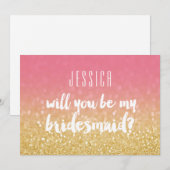 Invitation Serez-Vous Ma Femme D'Accueil Gold Pink Ombre Part (Devant / Derrière)