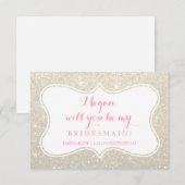 Invitation Serez-Vous Ma Femme D'Accueil - Or Blanc Glittré (Devant / Derrière)