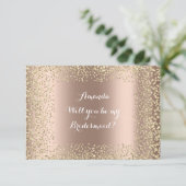 Invitation Serez-Vous Ma Femme D'Accueil Rose Gold Confetti (Debout devant)